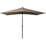 vidaXL Parasol met LED's en stalen paal 2x3 m taupe