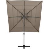 VidaXL Parasol 4-Laags Aluminium Paal 250x250 cm Taupe