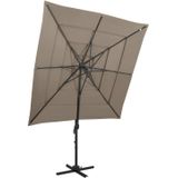 VidaXL Parasol 4-Laags Aluminium Paal 250x250 cm Taupe