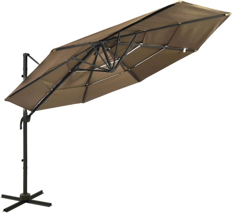 vidaXL Sonnenschirm mit Aluminium-Mast 4-lagig Taupe 3x3 m