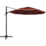 Sonnenschirm mit Aluminium-Mast 4-lagig Terrakottarot 3x3 m Vidaxl