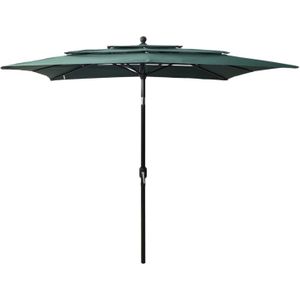 VidaXL Parasol 3-laags met aluminium paal 2,5x2,5 m groen