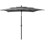 vidaXL Parasol 3-laags met aluminium paal 2,5x2,5 m antracietkleurig