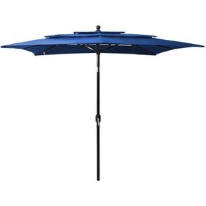 VidaXL Parasol 3-Laags Aluminium Paal 2,5x2,5 m - Azuurblauw