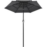 vidaXL Parasol 3-laags met aluminium paal 2 m antracietkleurig