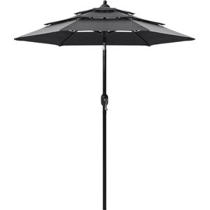 vidaXL Parasol 3-laags met aluminium paal 2 m antracietkleurig