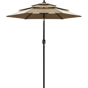 vidaXL Parasol 3-laags met aluminium paal 2 m taupe