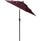 vidaXL Parasol 3-laags met aluminium paal 2 m bordeauxrood