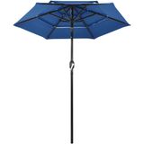 vidaXL Parasol 3-laags met aluminium paal 2 m azuurblauw