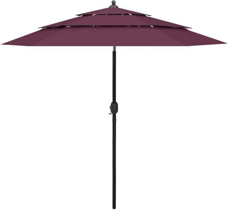 vidaXL Sonnenschirm mit Aluminium-Mast 3-lagig Bordeauxrot 2,5 m