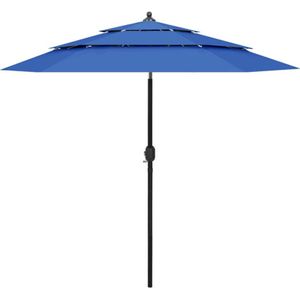 VidaXL Parasol 3-Laags Aluminium Paal 2,5m - Azuurblauw