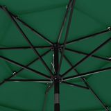 vidaXL Parasol 3-laags met aluminium paal 3 m groen