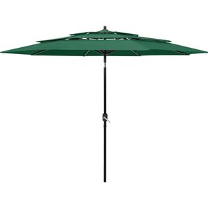 vidaXL Parasol 3-laags met aluminium paal 3 m groen