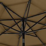 vidaXL Parasol 3-laags met aluminium paal 3 m taupe