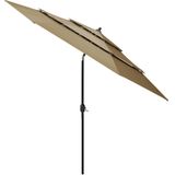 vidaXL Parasol 3-laags met aluminium paal 3 m taupe