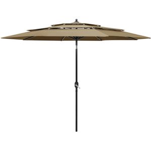 vidaXL Parasol 3-laags met aluminium paal 3 m taupe