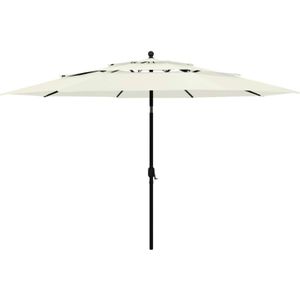 vidaXL Parasol met aluminium stok 3-lagig zandkleurig 3,5 m - beige 313876