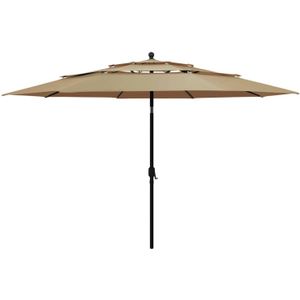 vidaXL Sonnenschirm mit Aluminium-Mast 3-lagig Taupe 3,5 m