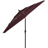 VidaXL Parasol 3-Laags Aluminium Paal 3,5m Bordeauxrood