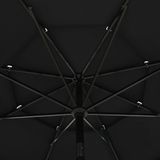 vidaXL Parasol 3-laags met aluminium paal 3,5 m zwart