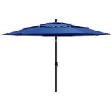 vidaXL Parasol 3-laags met aluminium paal 3,5 m azuurblauw