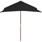 VidaXL Zwarte Parasol Met Houten Paal 150x200 cm