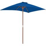 vidaXL Parasol met houten paal 150x200 cm blauw
