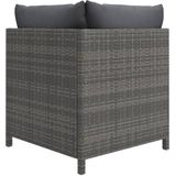 vidaXL Modulares Ecksofa mit Kissen Grau Poly Rattan