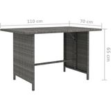 Garten-Esstisch Grau 110x70x65 cm Poly Rattan Vidaxl