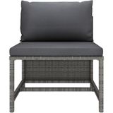 vidaXL 3-delige Loungeset met kussens poly rattan grijs