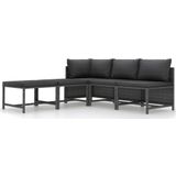 VidaXL 5-delige Loungeset met Kussens - Poly Rattan Grijs