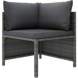 VidaXL 5-delige Loungeset met Kussens - Poly Rattan Grijs