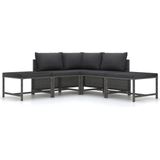 VidaXL 5-delige Loungeset met Kussens - Poly Rattan Grijs