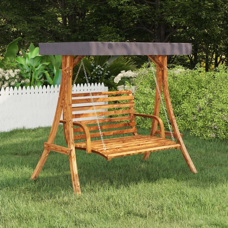 Schaukelgestell mit Dach Anthrazit Bugholz mit Teak-Finish Vidaxl