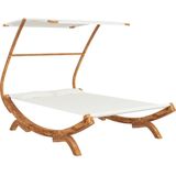 VidaXL Loungebed met Luifel 165x203x138 cm Massief Gebogen Hout Crème