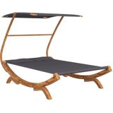 VidaXL Loungebed met Luifel 165x203x138 cm - Gebogen Hout - Antracietkleur