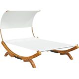 Sonnenliege mit Dach 165x203x126 cm Bugholz Massiv Creme Vidaxl