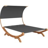 vidaXL Loungebed met luifel 165x203x126 cm gebogen hout antracietkleur