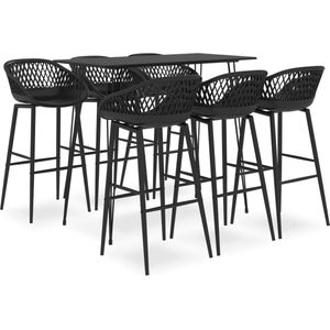 vidaXL 7-tlg. Bar-Set Schwarz