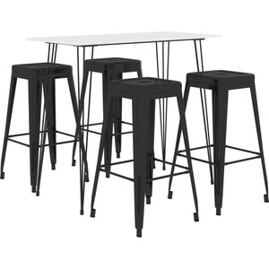 vidaXL 5-tlg. Bar-Set Weiß und Schwarz