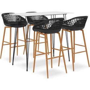 vidaXL 5-delige Barset wit en zwart