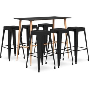 vidaXL 7-delige Barset zwart