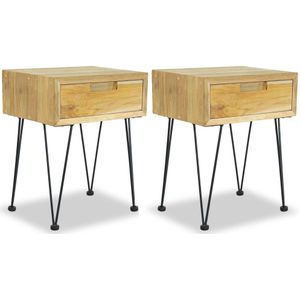 vidaXL Nachttische 2 Stk. 40x30x50 cm Teak Massivholz