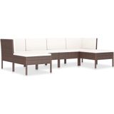 vidaXL 6-delige Loungeset met kussens poly rattan bruin