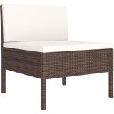 vidaXL 6-delige Loungeset met kussens poly rattan bruin