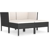 vidaXL - 4-delige - Loungeset - met - kussens - poly - rattan - zwart