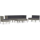 vidaXL 9-delige Loungeset met kussens poly rattan grijs