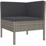 vidaXL 9-delige Loungeset met kussens poly rattan grijs