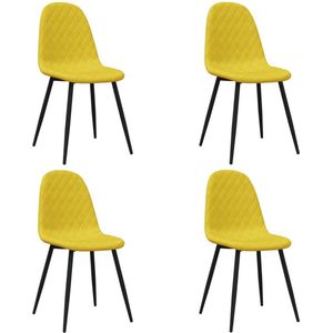 vidaXL Eetkamerstoelen 4 st fluweel mosterdgeel - 325664