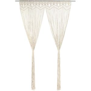 vidaXL Gordijn Macramé - Crème - Katoen - Handgemaakt